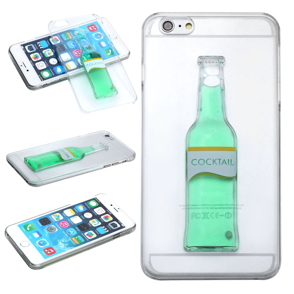 Yoption iPhone 6 Plus 5.5 Inch Case Cover-3D Flowing Liquid Cocktail Wine Beer Bottle Shape Clear Hard Transparent Case Cover for iPhone 6 Plus 5.5(Green)