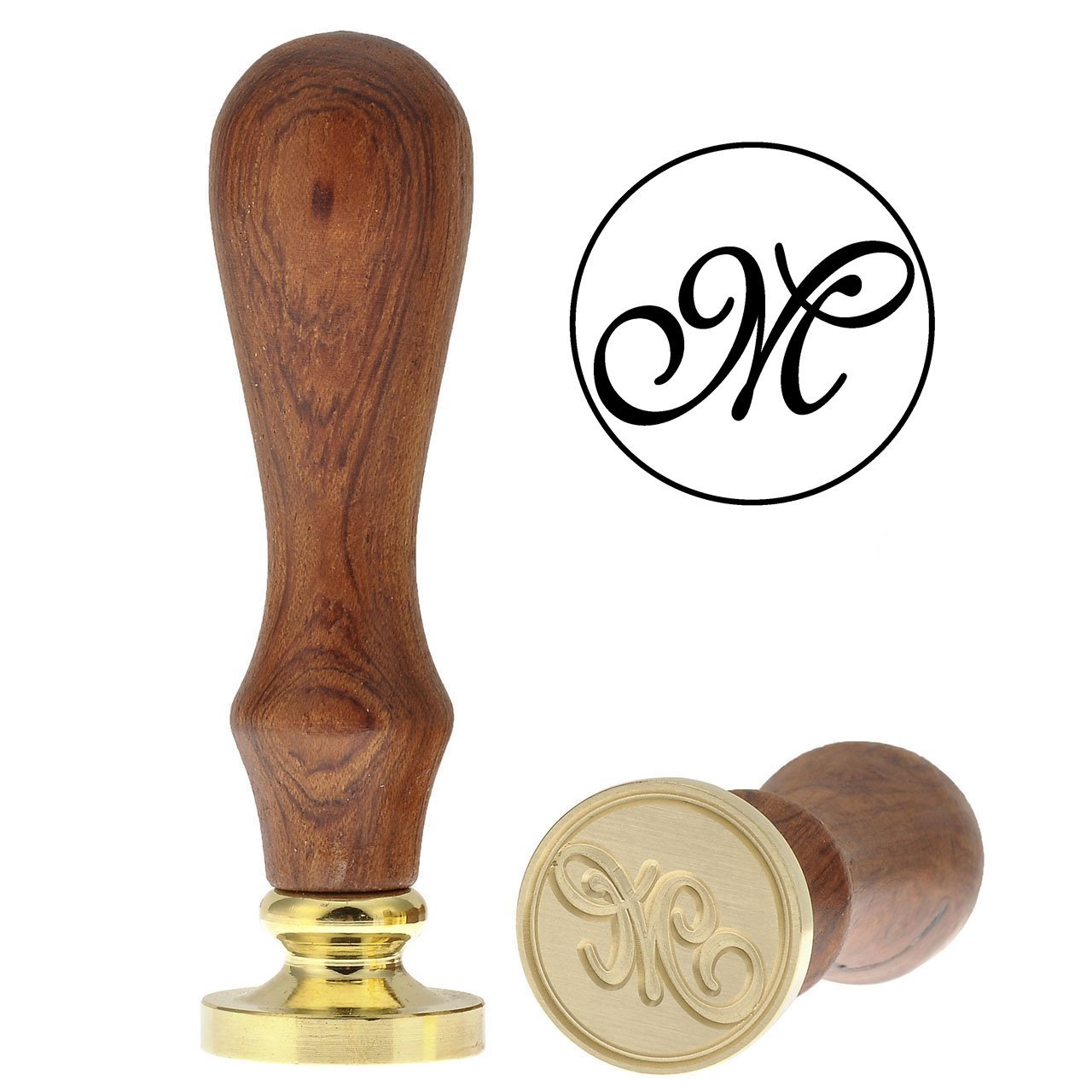 Letter M Wax Seal Stamp, Yoption Vintage Retro Brass Head Wooden Handle Alphabet Letter M Classic Sealing Wax Seal Stamp (M)